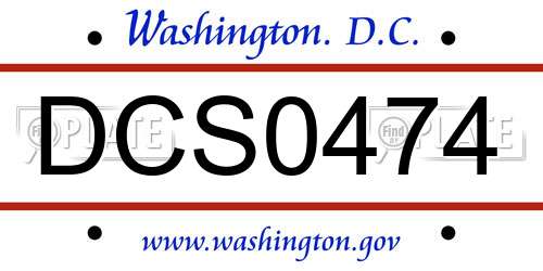 DCS0474 District Of Columbia License Plate