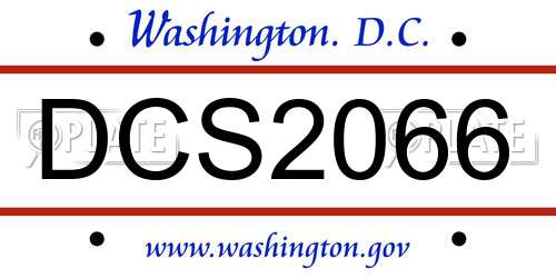 DCS2066 District Of Columbia License Plate