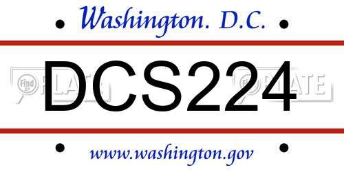 DCS224 District Of Columbia License Plate