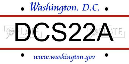 DCS22A District Of Columbia License Plate