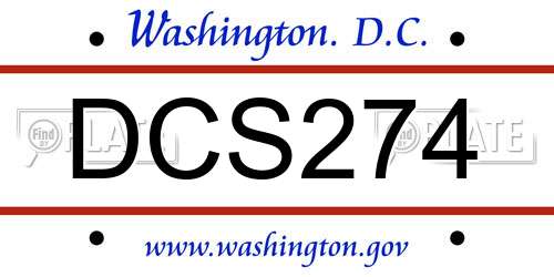 DCS274 District Of Columbia License Plate