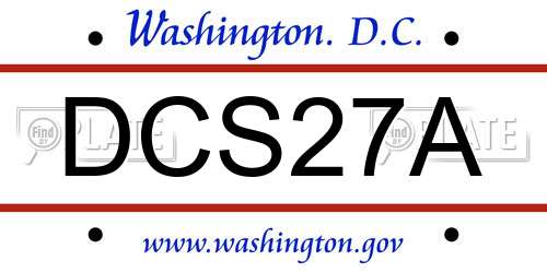DCS27A District Of Columbia License Plate
