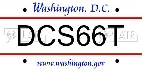 DCS66T District Of Columbia License Plate