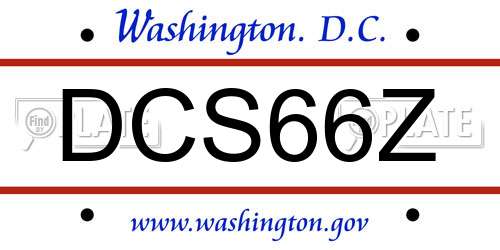DCS66Z District Of Columbia License Plate