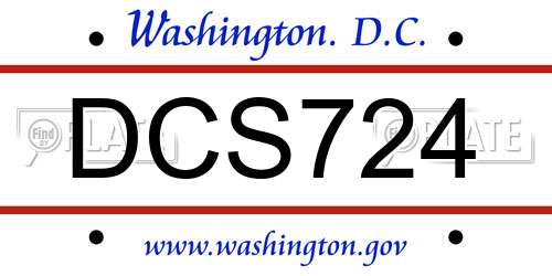 DCS724 District Of Columbia License Plate
