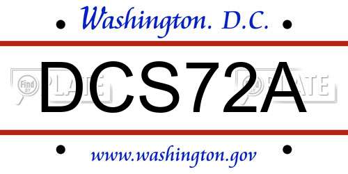 DCS72A District Of Columbia License Plate