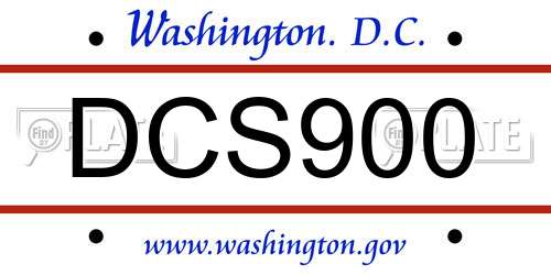 DCS900 District Of Columbia License Plate