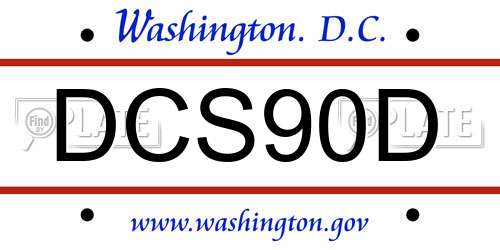 DCS90D District Of Columbia License Plate