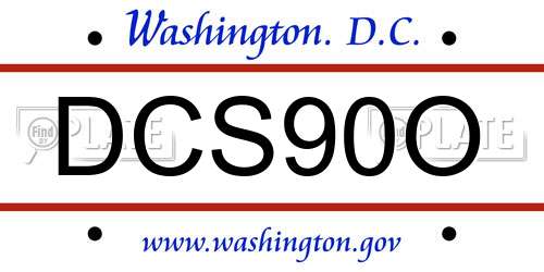 DCS90O District Of Columbia License Plate