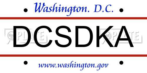 DCSDKA District Of Columbia License Plate