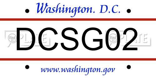 DCSG02 District Of Columbia License Plate