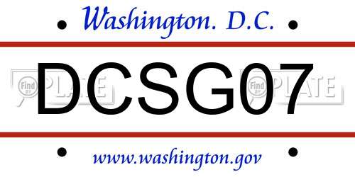 DCSG07 District Of Columbia License Plate