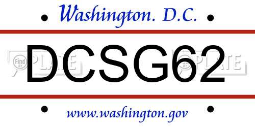 DCSG62 District Of Columbia License Plate