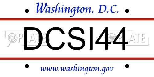 DCSI44 District Of Columbia License Plate