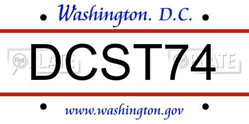 DCST74 District Of Columbia License Plate