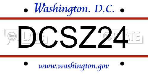 DCSZ24 District Of Columbia License Plate