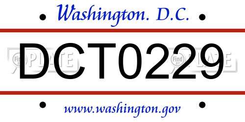 DCT0229 District Of Columbia License Plate