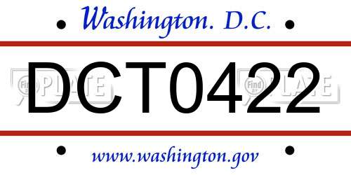 DCT0422 District Of Columbia License Plate