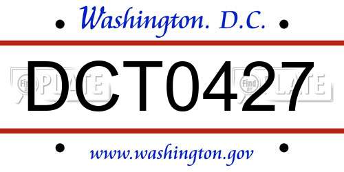 DCT0427 District Of Columbia License Plate