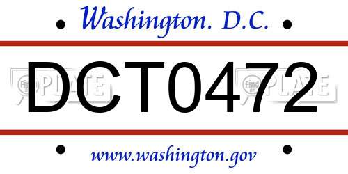 DCT0472 District Of Columbia License Plate