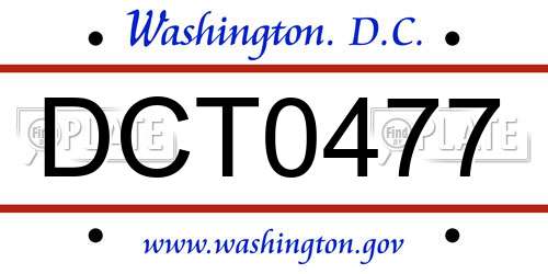 DCT0477 District Of Columbia License Plate