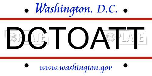 DCTOATT District Of Columbia License Plate