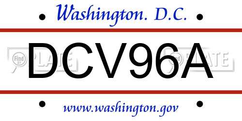 DCV96A District Of Columbia License Plate
