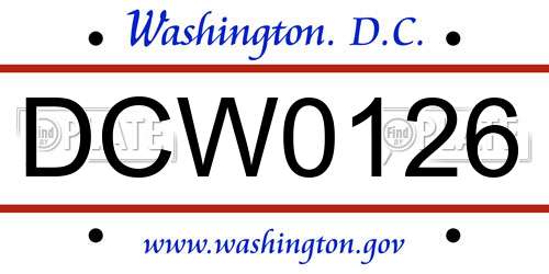 DCW0126 District Of Columbia License Plate