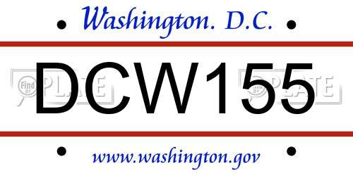 DCW155 District Of Columbia License Plate