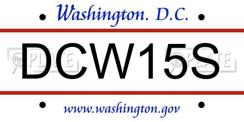 DCW15S District Of Columbia License Plate