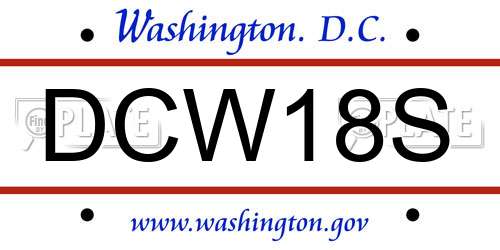 DCW18S District Of Columbia License Plate