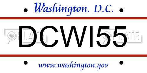 DCWI55 District Of Columbia License Plate