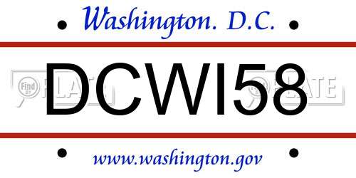 DCWI58 District Of Columbia License Plate
