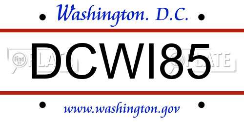 DCWI85 District Of Columbia License Plate
