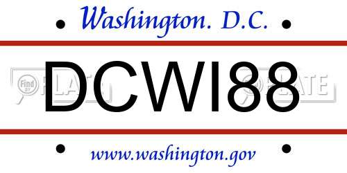 DCWI88 District Of Columbia License Plate
