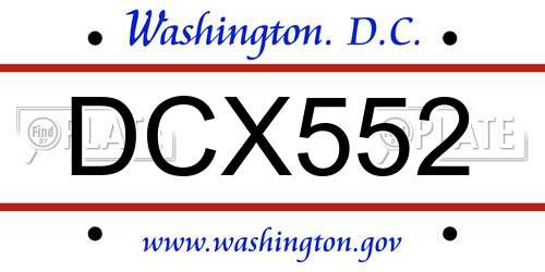 DCX552 District Of Columbia License Plate