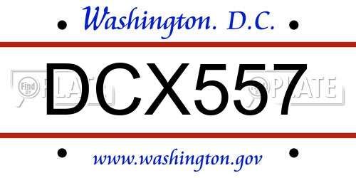 DCX557 District Of Columbia License Plate