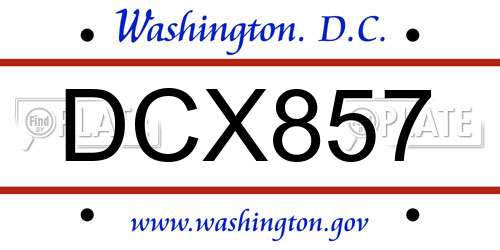 DCX857 District Of Columbia License Plate