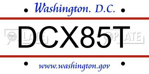 DCX85T District Of Columbia License Plate