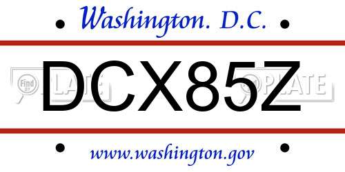DCX85Z District Of Columbia License Plate
