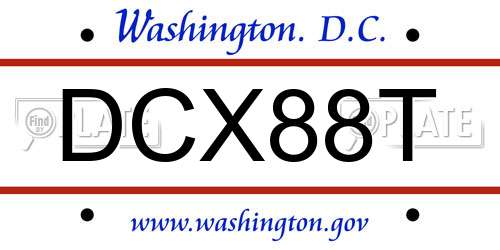 DCX88T District Of Columbia License Plate