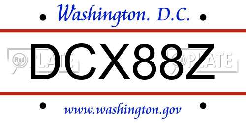 DCX88Z District Of Columbia License Plate