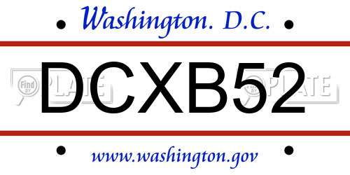 DCXB52 District Of Columbia License Plate