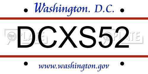 DCXS52 District Of Columbia License Plate