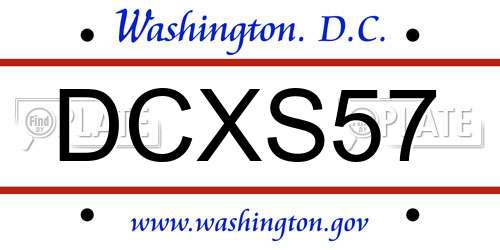 DCXS57 District Of Columbia License Plate