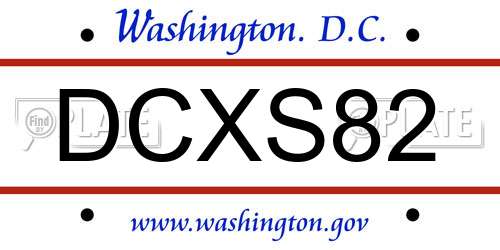 DCXS82 District Of Columbia License Plate