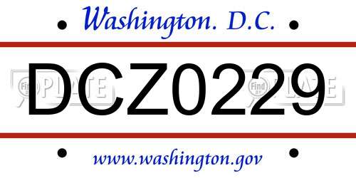 DCZ0229 District Of Columbia License Plate