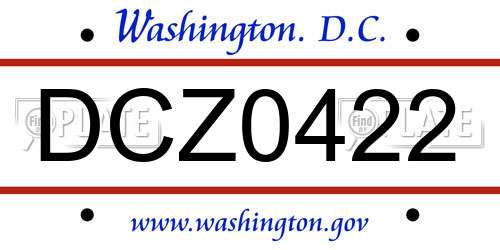 DCZ0422 District Of Columbia License Plate