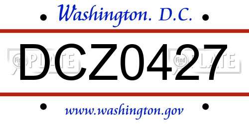 DCZ0427 District Of Columbia License Plate