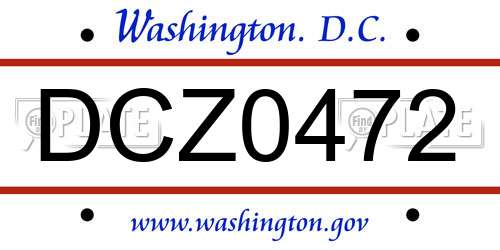 DCZ0472 District Of Columbia License Plate